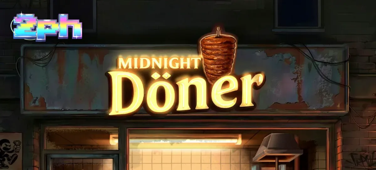 Isang masiglang visual ng Midnight Doner slot na nagpapakita ng mga kebab ingredients at neon lights.
